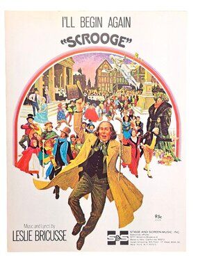 Vintage I'll Begin Again Sheet Music Scrooge 1970 Leslie Bricusse Albert Finney